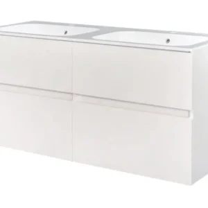 Voordeelprijs Best-design "bora-wit-greeploos" meubel onderkast 4 laden zonder wastafel 120 cm glans-wit