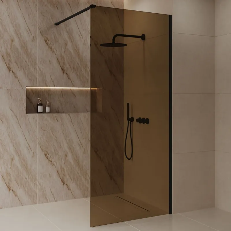 Best-design 'dalis-1200-nero-amber' inloopdouche nano 8mm glas Laatste Kans