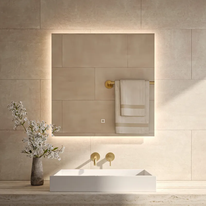 Best-design "firkant" vierkant spiegel incl.led verlichting 100x100cm Aanbieding