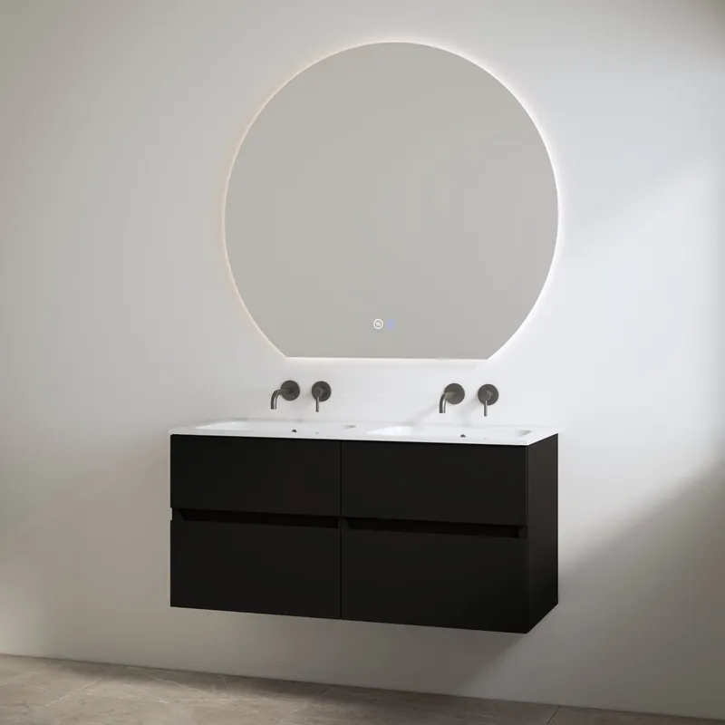 Laatste Versie Best-design badkamermeubelset "bora" mat-zwart onderkast + duo wastafel zonder kraangaten 120cm