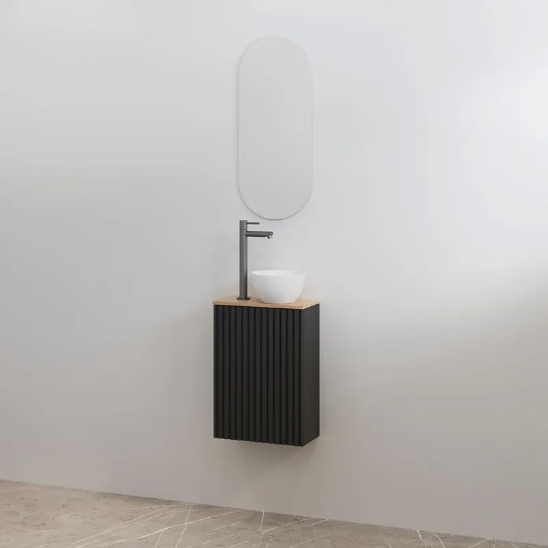 Speciale Aanbieding Best-design toiletmeubelset "mali" mat-zwart onderkast + halifax meubelblad