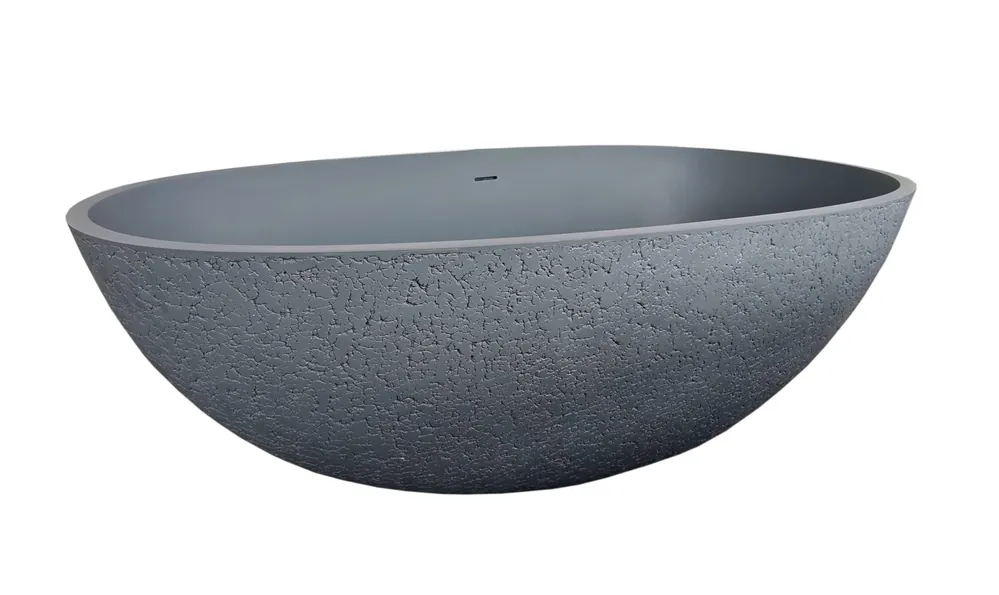 Direct Verzonden Best-design vrijstaand bad new-stone "craquelé-stone" lava-grijs "just-solid" 180x85x52cm