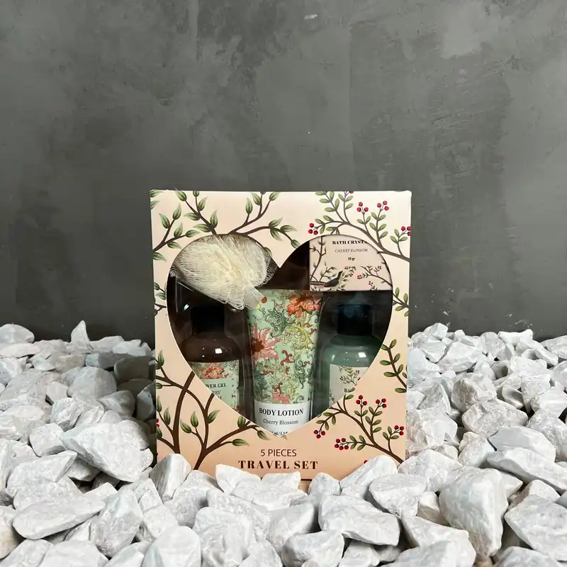 Fabrieksprijs Doos ? 12 stuks 5-delige badset cherry-blossom