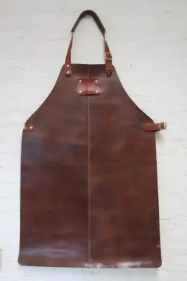 Lederen bbq schort bruin premium 2 delig Seizoensaanbieding