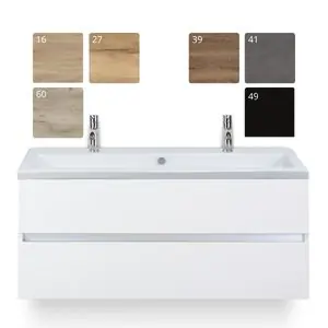 Dagaanbieding Lorencio Badmeubelset 120cm 2 laden en enkele wasbak met keramische wastafel Djazz