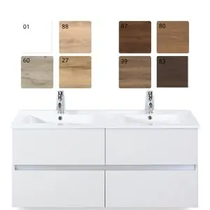 Lage Kosten Lorencio Badmeubelset 120cm 4 laden en dubbele wasbak met keramische wastafel enjoy