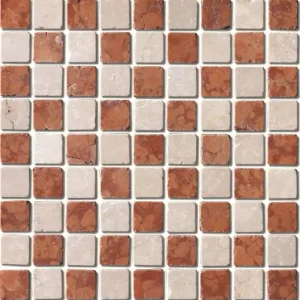 Flitsaanbieding Mozaiek mos 31mm rosso botticino 3,1x3,1 cm (30,5x30,5cm) (sample)