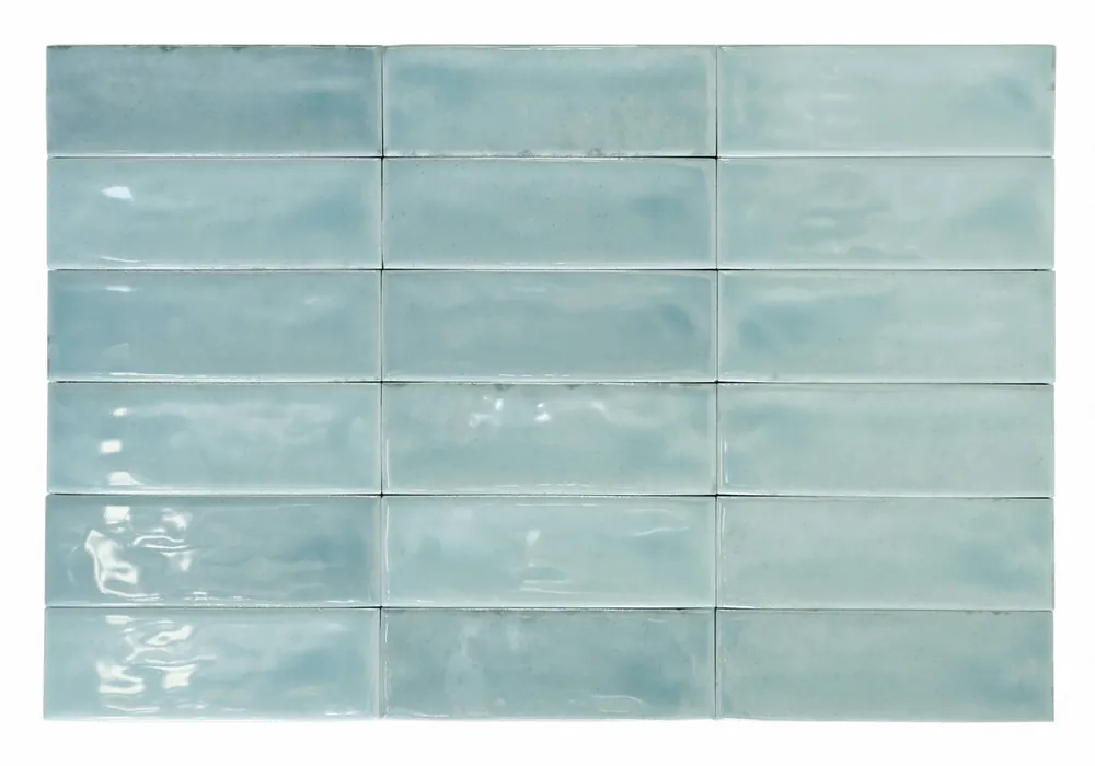 Aanbieding Tegels handvorm calpe sky blue glans 5x15 cm