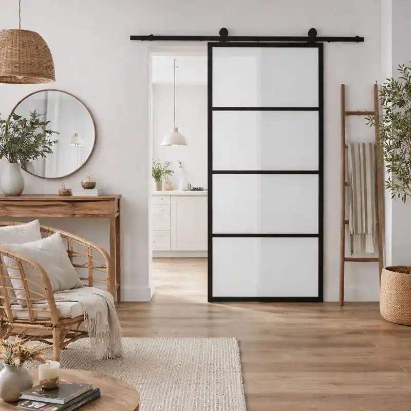 Gereduceerde Prijs Schuifdeur aluminium Cubo 4 vaks matglas 98×235 cm