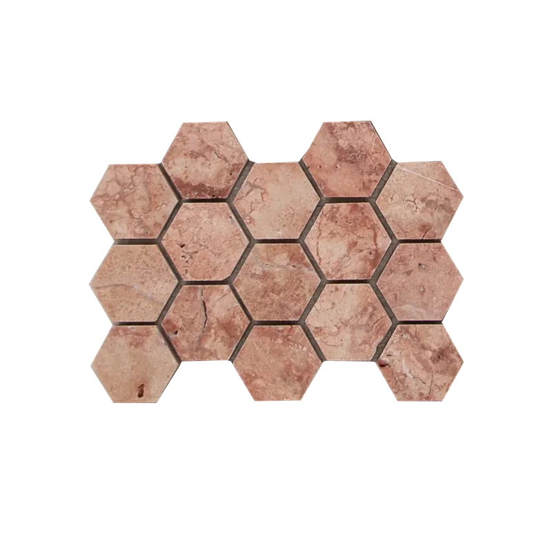 Weekendaanbieding MINI SAM Mosaic Hexagon Plain Red Travertine