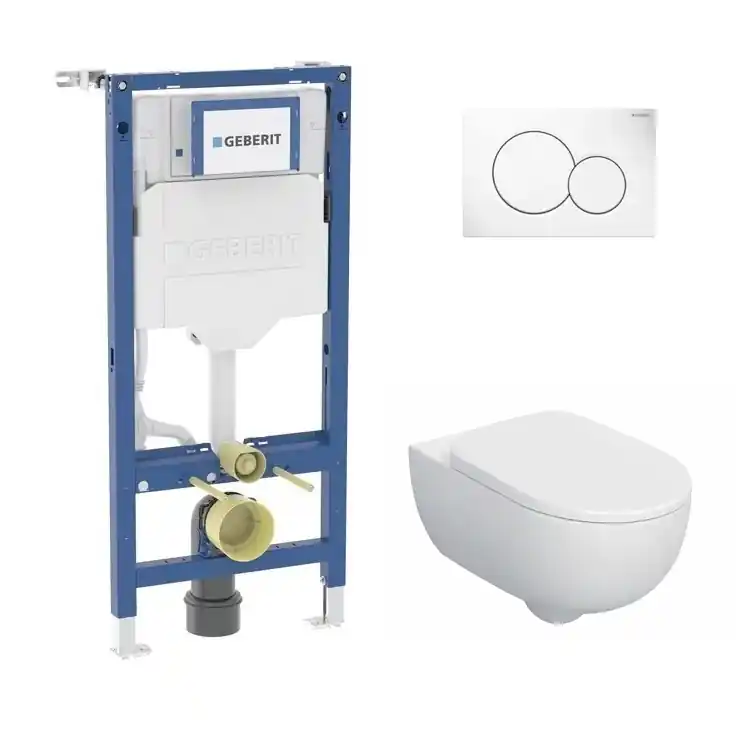 Rechtstreeks Van De Fabrikant Geberit Selnova Wandclosetpack Rimfree Hangend Toilet met WC-Zitting – Diepspoel Randloos Wandcloset Wit