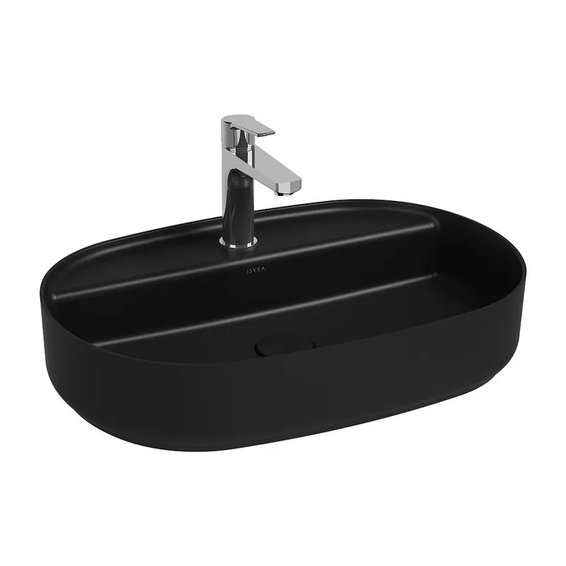 ISVEA Infinity Rechthoekige Wastafel 55 cm, Zwart (Met Afvoerplug) Speciale Aanbieding