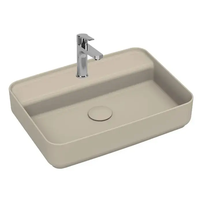 Voordeelprijs ISVEA Infinity Ronde Wastafel 42 cm Ivoor – Keramiek Opbouw Waskom Met Afvoerplug