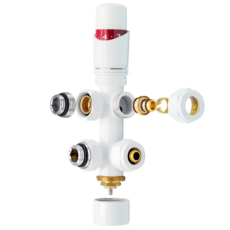 Voordeelprijs Design Thermostatische Radiatorkraan Middenaansluiting – Geschikt voor Muur en Vloeraansluiting – Glanzend Wit
