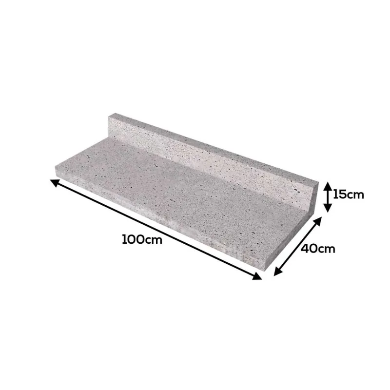 Alleen Vandaag Oud Hollandse Traptrede L-Vorm Grijs 100x40x15cm