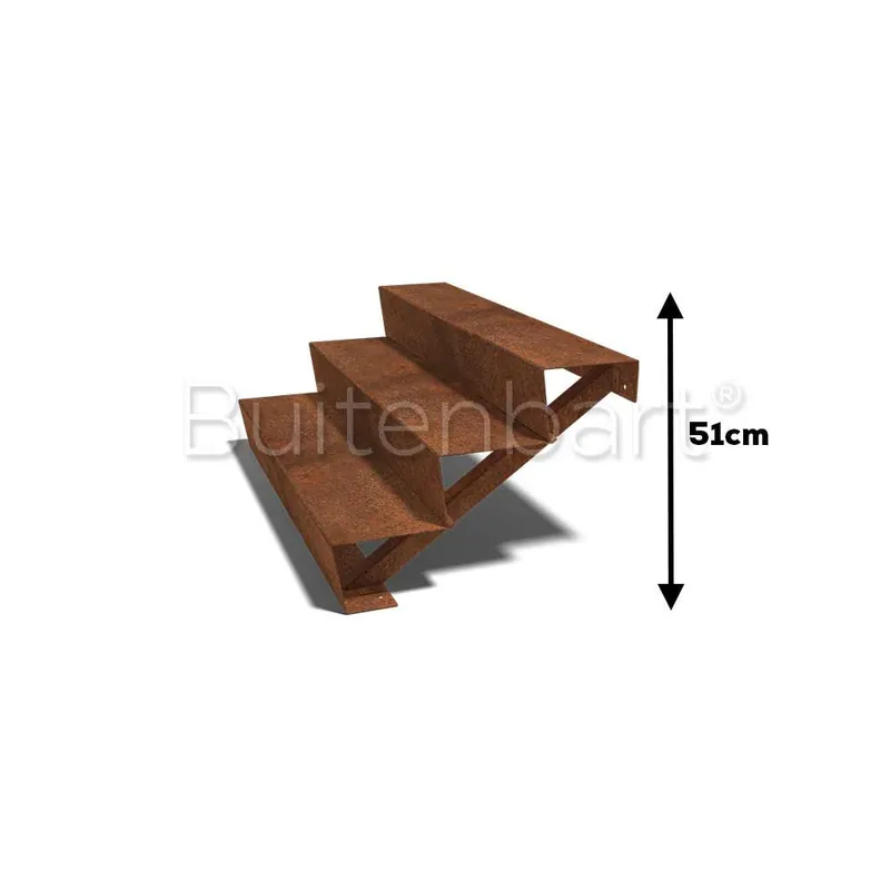 Cortenstaal Trap 3-treden, breedte 120cm Flitsaanbieding