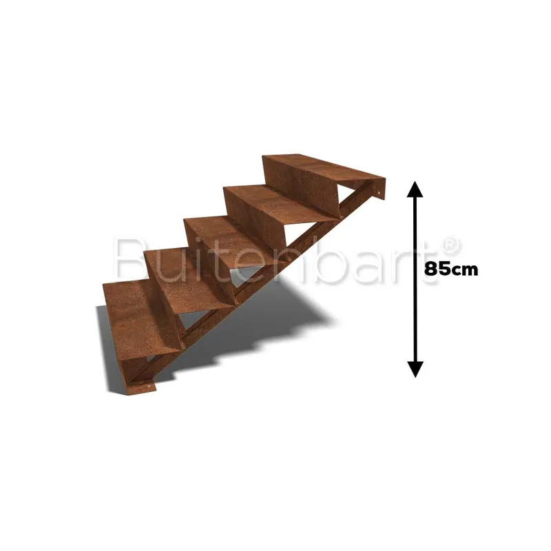 Koop Online Cortenstaal Trap 5-treden, breedte 100cm