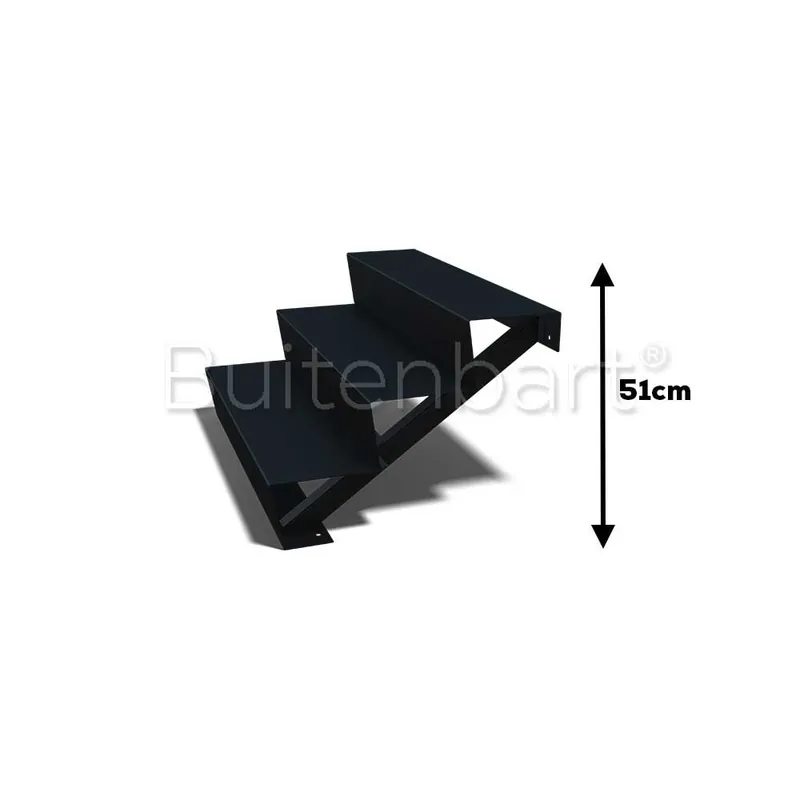 Gepoedercoat Staal Zwart Trap 3-treden, breedte 100cm Weekendaanbieding