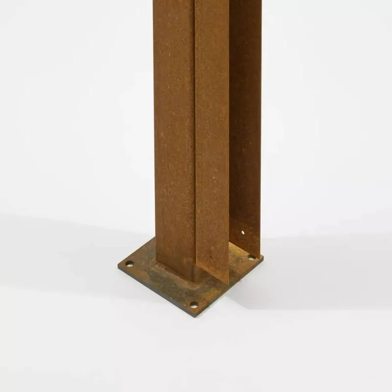 Uitverkoop Begin/Eindpaal Bamboescherm met bevestigingsvoet 182cm Cortenstaal