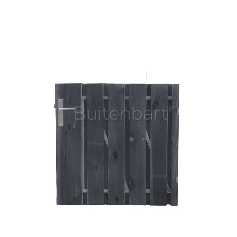 Tuinpoort Trendline Easy Grenen Zwart Gespoten Laag 140x100cm Rechtsdraaiend Hete Deal