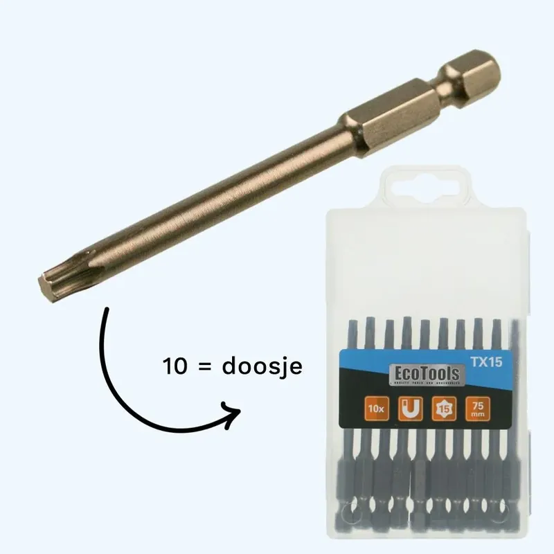 Aanbieding Torx 15 schroefbits 75 mm voor schroefwerk