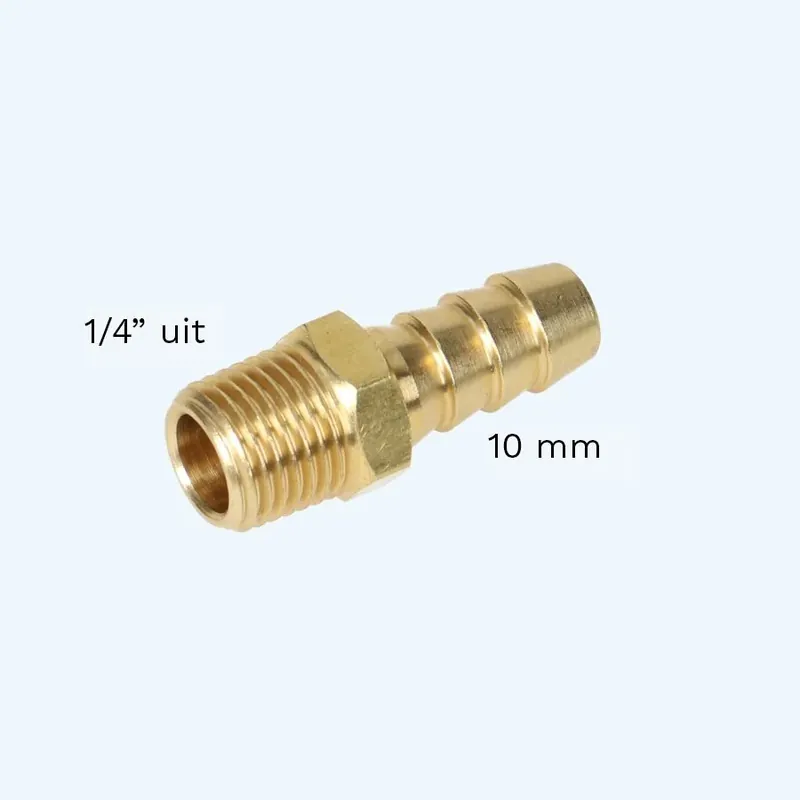 10 mm slangpilaar met 1/4" uitwendig draad Op = Op