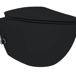 Creavit Rimoff Randloos Wandcloset met Bidet (Sproeier) en Warm/Koud Waterkraan - Mat Zwart Beperkte Voorraad