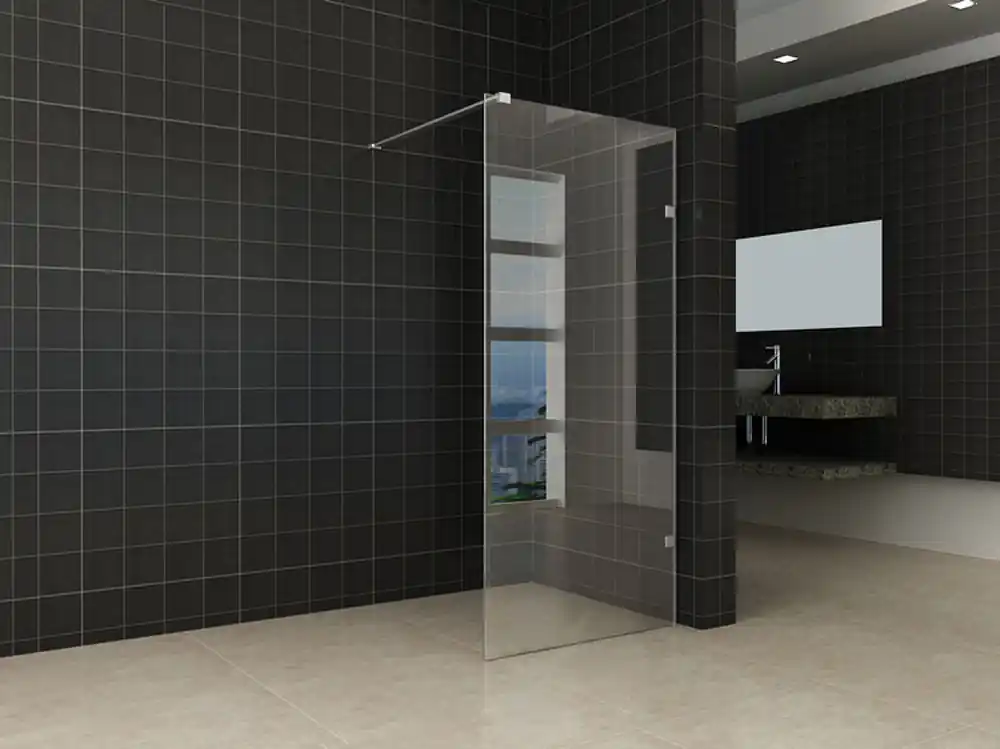 Fabrieksprijs Wiesbaden Less Profielloos Inloopdouche - Nano Coating - 8mm Helder Glas - 80x200cm - Geborsteld Messing