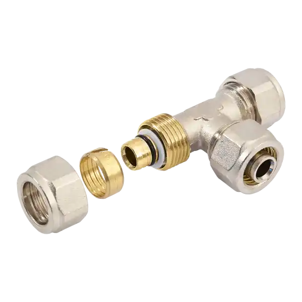 Bonfix Alu-Knel T-Koppeling - Knel - Vernikkeld Messing - 16x16x16mm Uitverkoop
