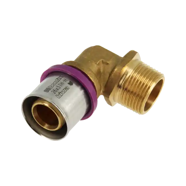 Bonfix Alu-Pers Kniekoppeling - Pers x Buitendraad - Messing - 26mm x 3/4" Gecertificeerd