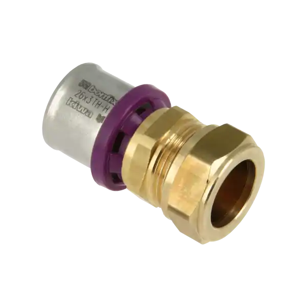 Laatste Versie Bonfix Alu-Pers Rechte Verloopkoppeling - Pers x Knel - Messing - 26x22mm