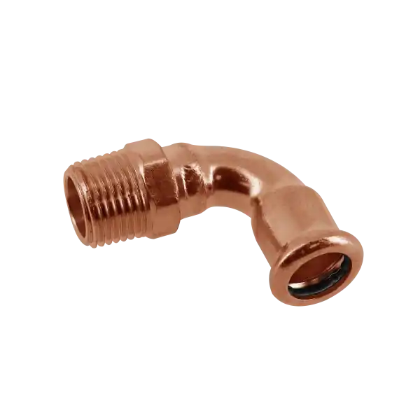 Betaalbaar Bonfix Press Kniekoppeling - Pers x Buitendraad - Roodkoper - 15mm x 1/2"