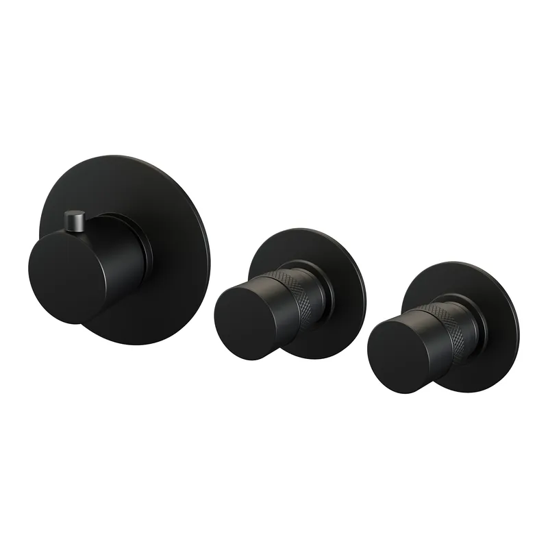 Laatste Versie Brauer Black Edition Inbouw Thermostaat met Stopkranen - Draaiknoppen - Mat Zwart
