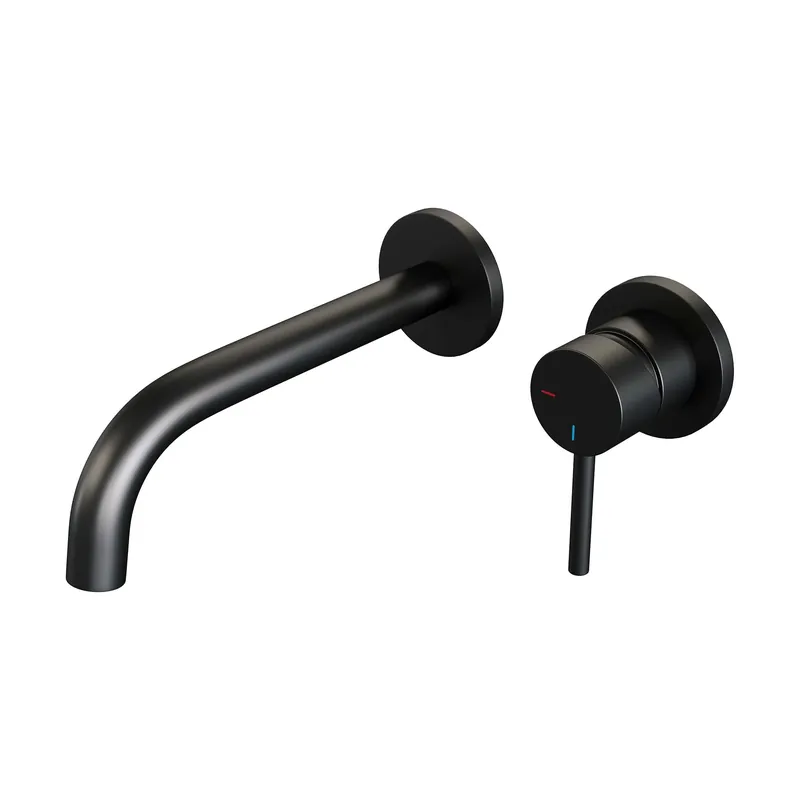Brauer Black Edition Inbouw Wastafelmengkraan met Gebogen Uitloop & Rozetten - Model A1 - Hendel Rechts - Mat Zwart Hete Deal