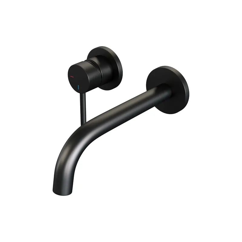 Brauer Black Edition Inbouw Wastafelmengkraan met Gebogen Uitloop & Rozetten - Model A2 - Hendel Links - Mat Zwart Veilige Betaling