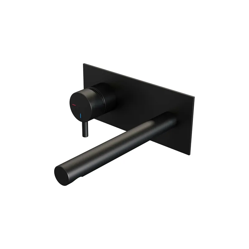 Brauer Black Edition Inbouw Wastafelmengkraan met Rechte Uitloop & Afdekplaat - Model B2 - Hendel Links - Mat Zwart Exclusieve Aanbieding