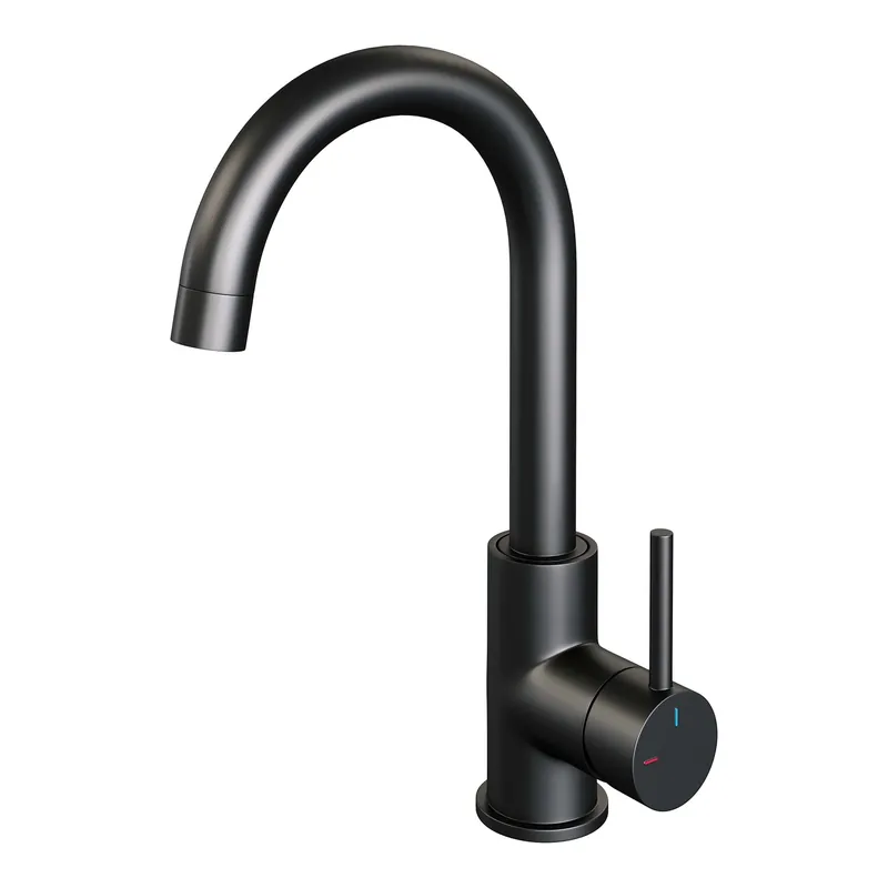 Brauer Black Edition Opbouw Wastafelmengkraan met Draaibare Uitloop - Rond - Hoog - Hendel Model A - Mat Zwart Nieuw