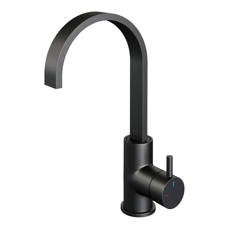 Actieprijs Brauer Black Edition Opbouw Wastafelmengkraan met Draaibare Uitloop - Plat - Hoog - Hendel Model B - Mat Zwart