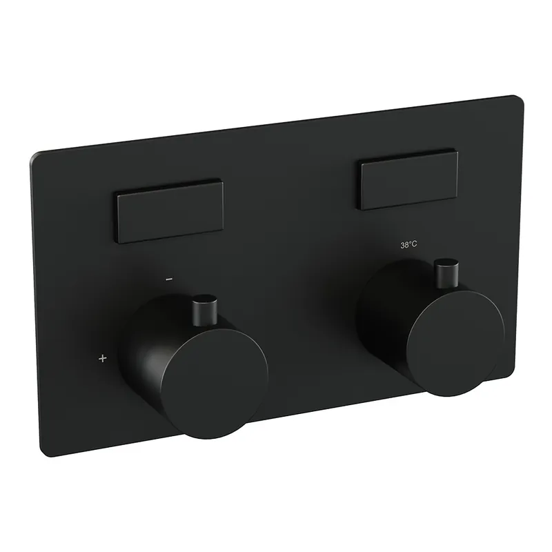 Brauer Black Edition Thermostatisch Inbouwkraan met 2-Weg Omstel - 2 Drukknoppen & 2 Draaiknoppen - Mat Zwart Gereduceerde Prijs