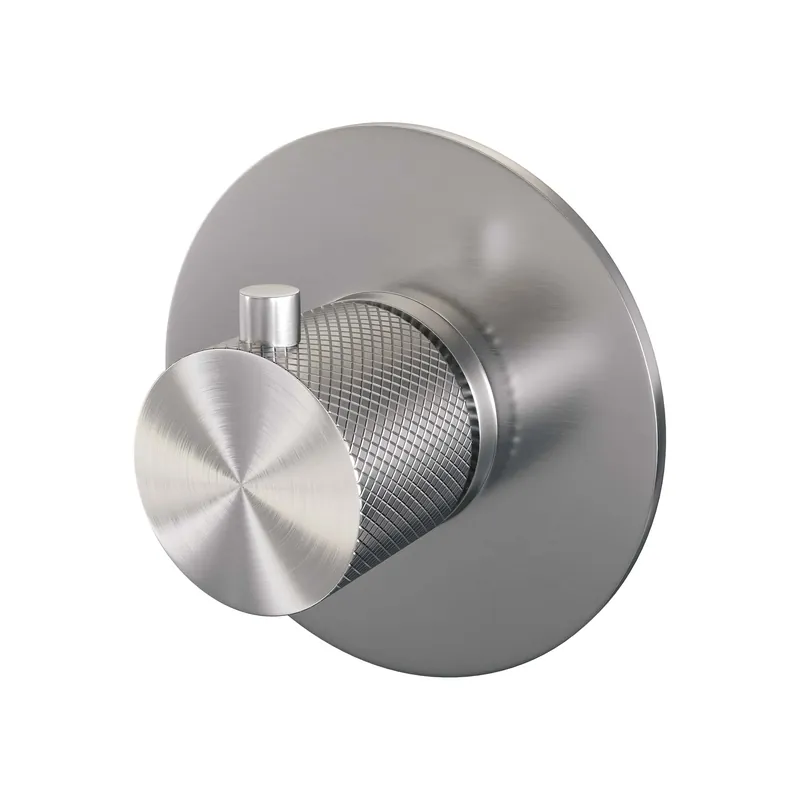 Brauer Brushed Carving Inbouw Thermostaat - Geribbeld Draaiknop - PVD - Geborsteld RVS Beperkt Aanbod