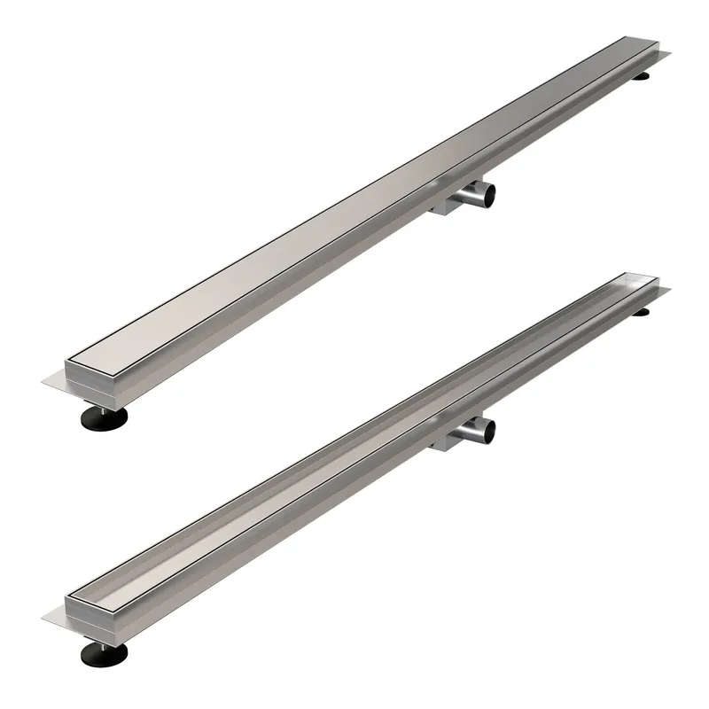 Brauer Brushed Edition Douchegoot met Multifunctioneel Tegelinlegrooster, Vloerflens en Zijuitloop - 160cm - PVD - Geborsteld RVS Weekendaanbieding