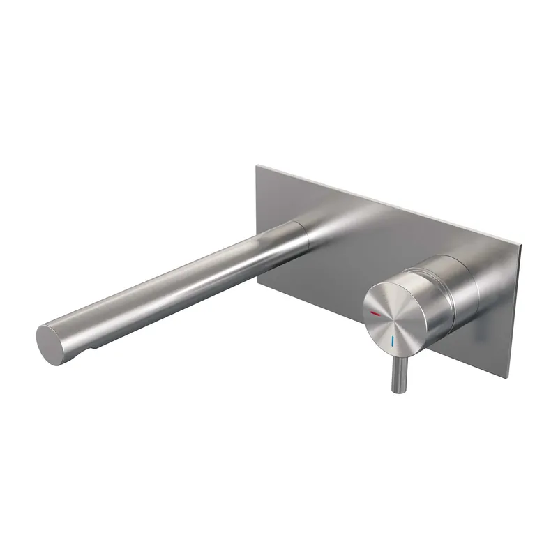 Nieuw Brauer Brushed Edition Inbouw Wastafelmengkraan met Rechte Uitloop & Afdekplaat - Model B1 - Hendel Rechts - PVD - Geborsteld RVS