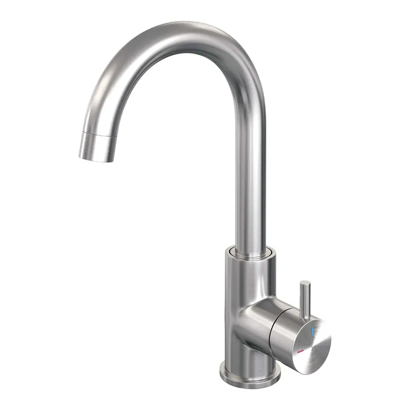Bestseller Brauer Brushed Edition Opbouw Wastafelmengkraan met Draaibare Uitloop - Rond - Hoog - Hendel Model B - PVD - Geborsteld RVS