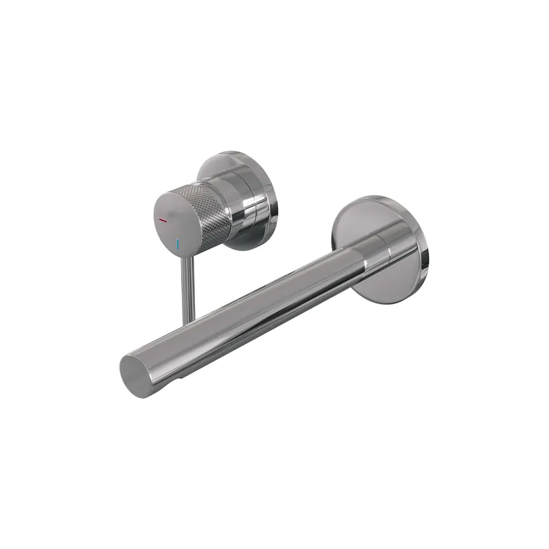 Brauer Chrome Carving Inbouw Wastafelmengkraan met Rechte Uitloop & Rozetten - Model A1 - Geribbeld Hendel Links - Chroom Speciale Aanbieding