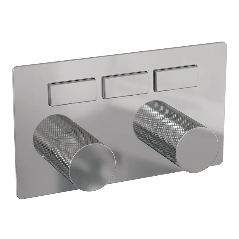 Meest Verkocht Brauer Chrome Carving Thermostatisch Inbouwkraan met 3-Weg Omstel - 3 Drukknoppen & 2 Geribbeld Draaiknoppen - Chroom