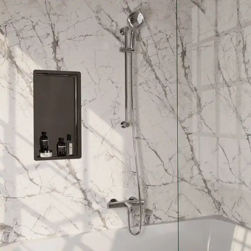 Speciale Aanbieding Brauer Chrome Edition Thermostatische Opbouw Badkraan met Omstel, Glijstang, 3-Standen Handdouche & Doucheslang - Set 2 - Draaiknoppen - Chroom