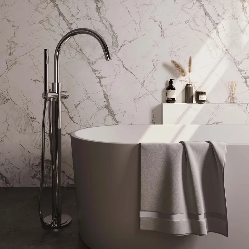 Brauer Chrome Edition Vrijstaande Badkraan met Staafhanddouche & Doucheslang - Set 1 - Hendel - Chroom Flitsaanbieding