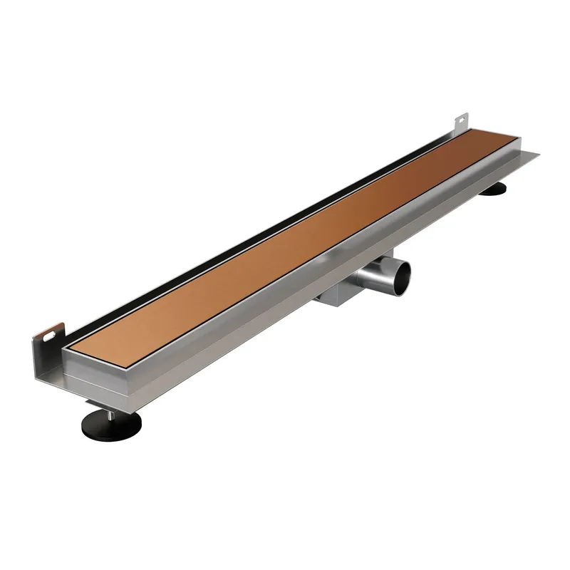 Brauer Copper Edition Douchegoot met Multifunctioneel Tegelinlegrooster, Muurflens en Zijuitloop - 80cm - PVD - Geborsteld Koper Gecertificeerd