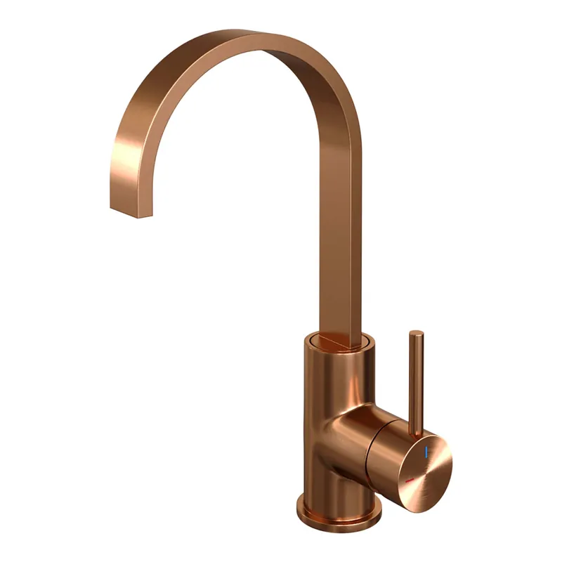 Brauer Copper Edition Opbouw Wastafelmengkraan met Draaibare Uitloop - Plat - Hoog - Hendel Model A - PVD - Geborsteld Koper Koop Vandaag