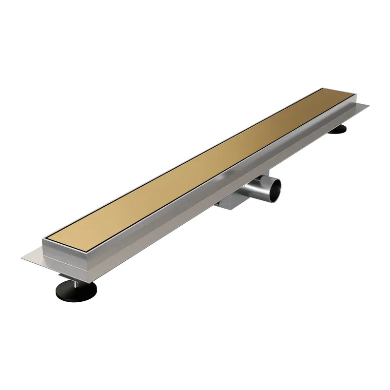 Brauer Gold Edition Douchegoot met Multifunctioneel Tegelinlegrooster, Muurflens en Zijuitloop - 80cm - PVD - Geborsteld Goud Lage Kosten